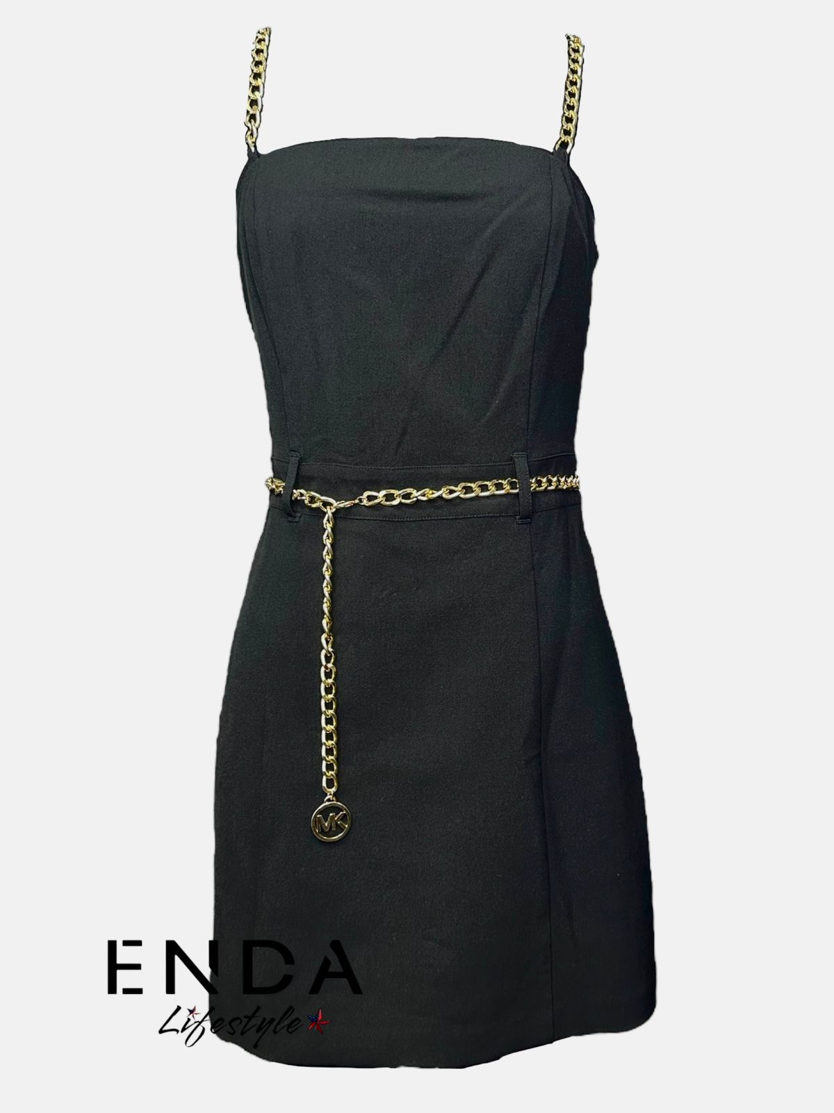 Vestido negro MICHAEL KORS cadena dorada
