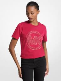 Polo MK rosa logo grande centro