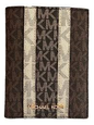 MK Passport Wallet Stripe monograma marron con vainilla