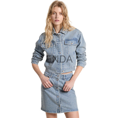 CASACA DENIM PIEDRAS PLATEADAS - MICHAEL KORS (MK)